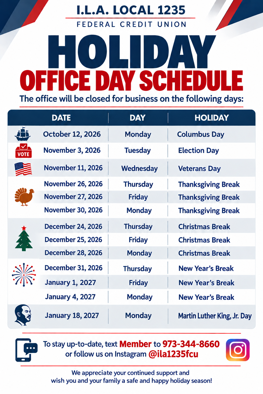 holiday office schedule